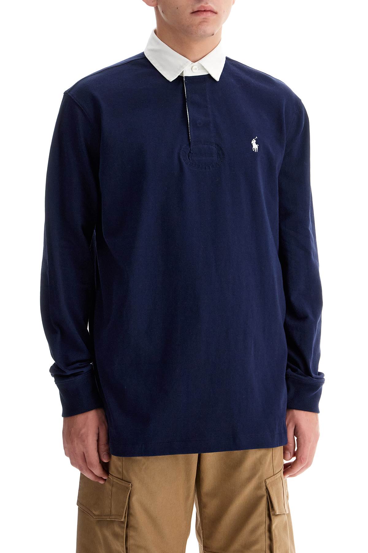 Long-sleeved Polo Shirt  - Blue