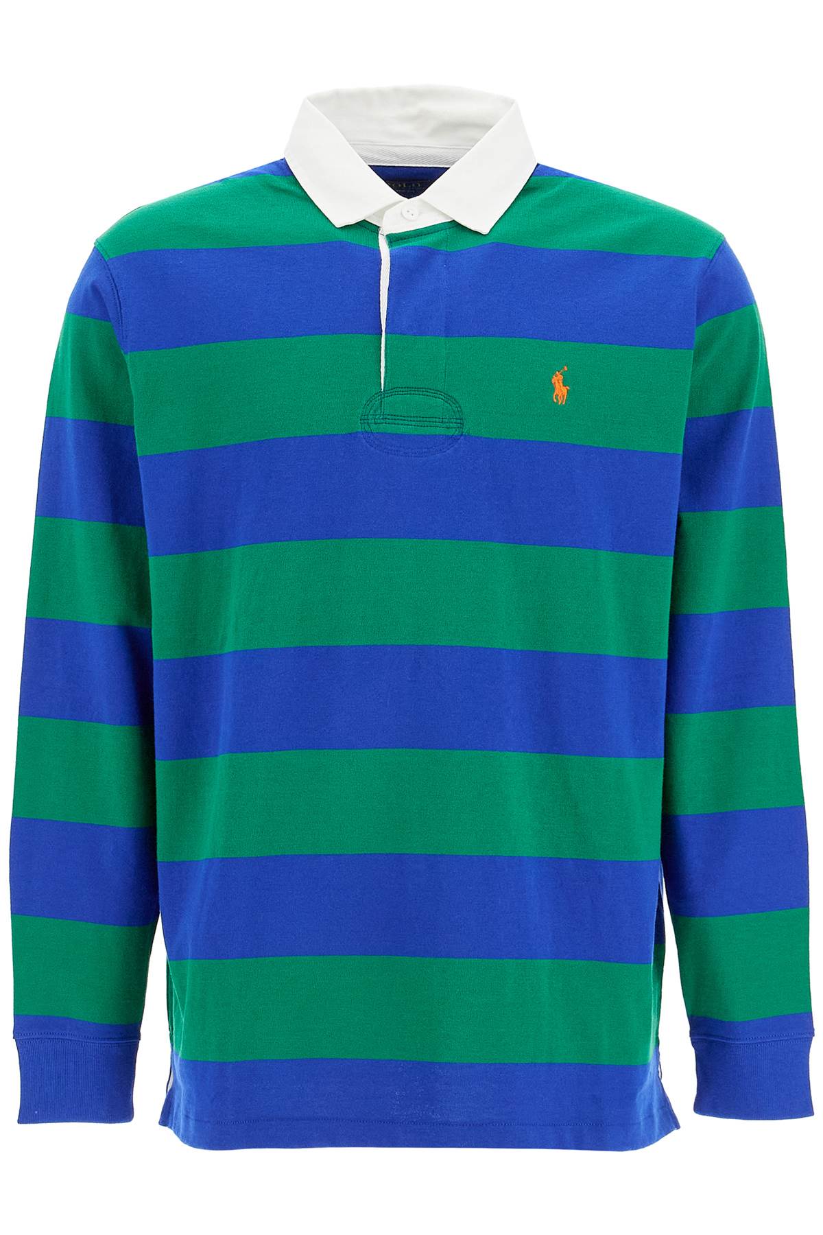 Long-sleeved Striped Polo Shirt For  - Green