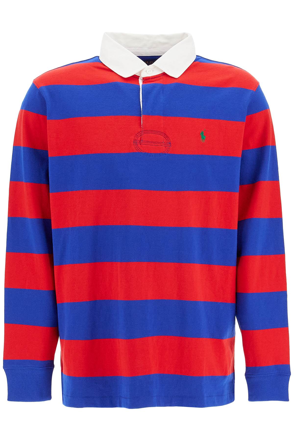 Long-sleeved Striped Polo Shirt For  - Blue