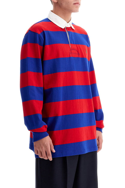 Long-sleeved Striped Polo Shirt For  - Blue