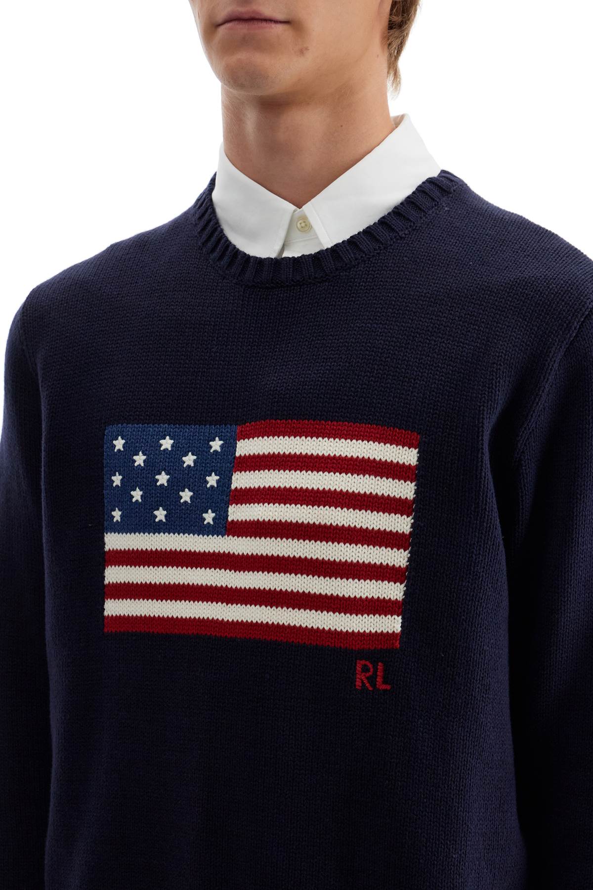 Sweater With American Flag  - Blue