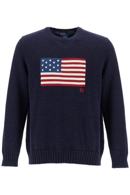 Sweater With American Flag  - Blue