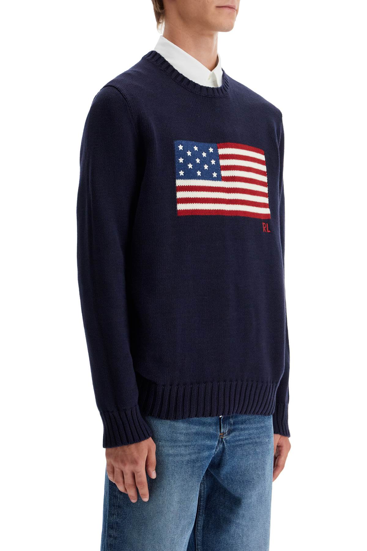 Sweater With American Flag  - Blue