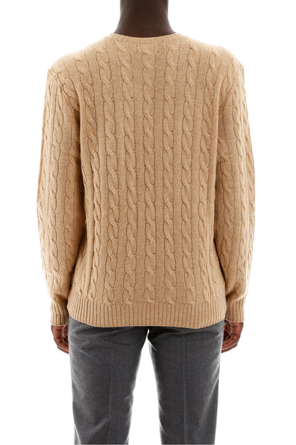 Cable Knit Wool-cashmere Sweater  - Beige