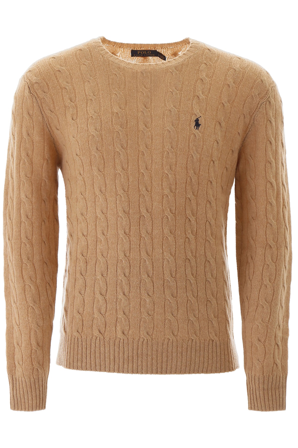 Cable Knit Wool-cashmere Sweater  - Beige