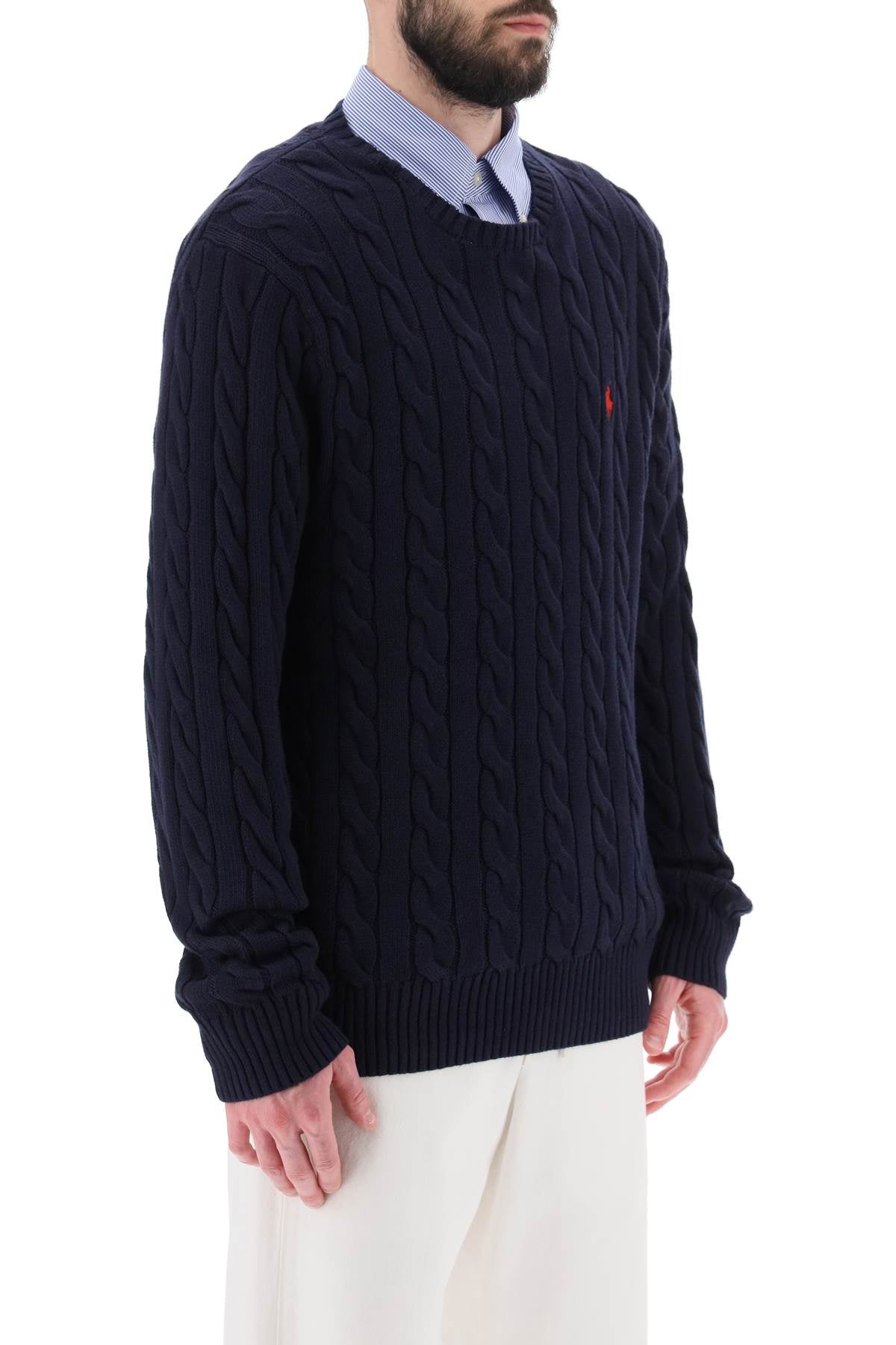 Cotton Knit Sweater  - Blue