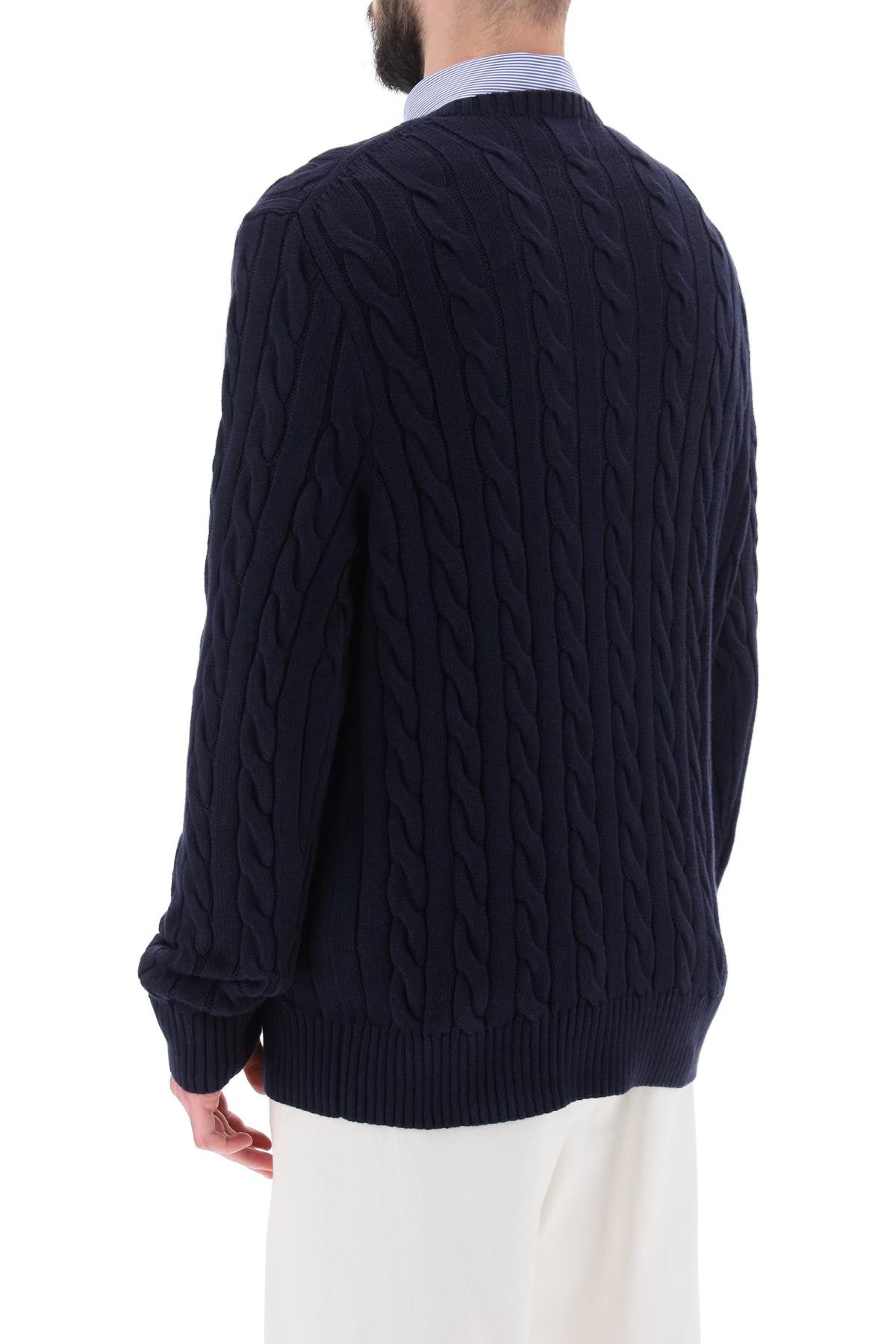 Cotton Knit Sweater  - Blue