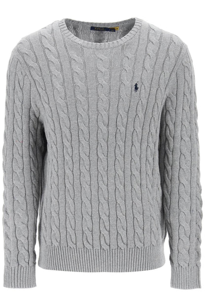 Cable Knit Cotton Sweater  - Grey