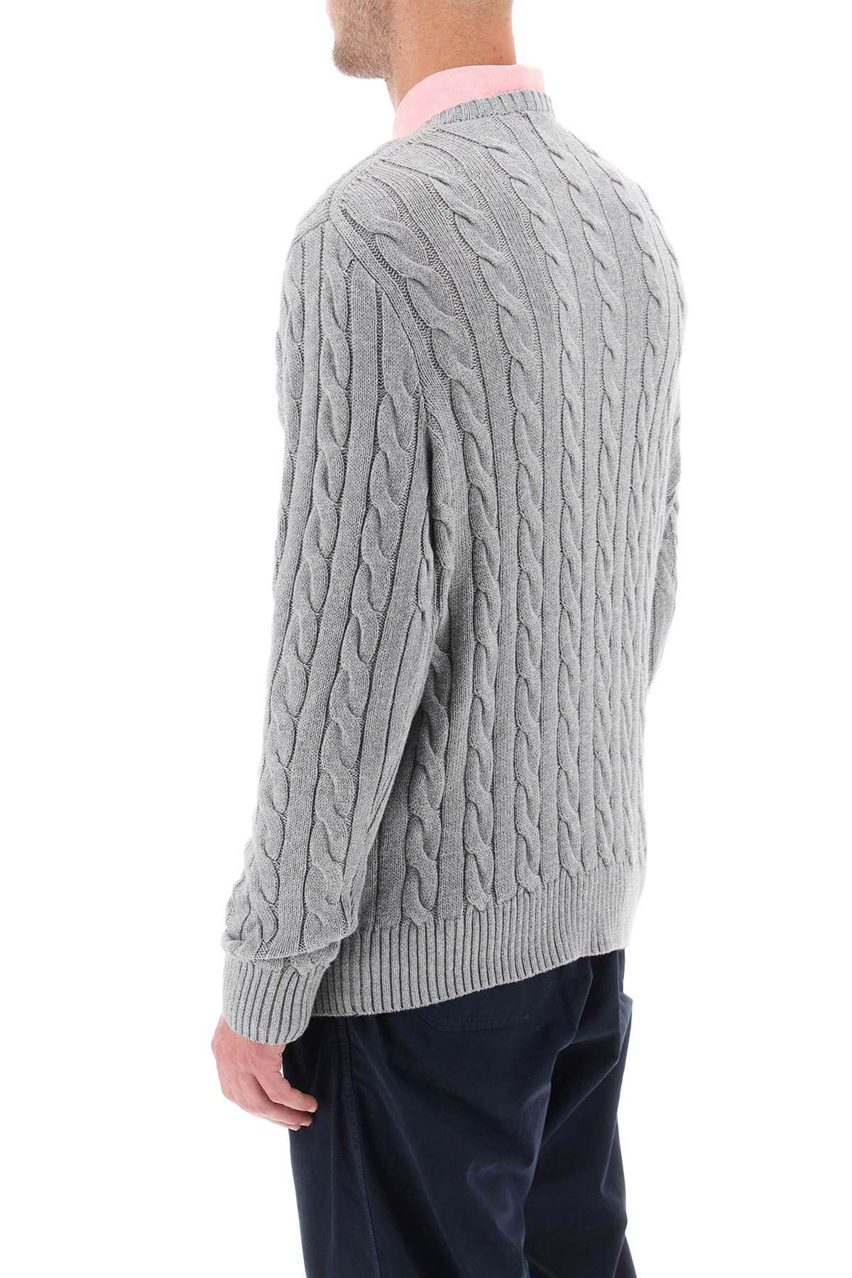 Cable Knit Cotton Sweater  - Grey