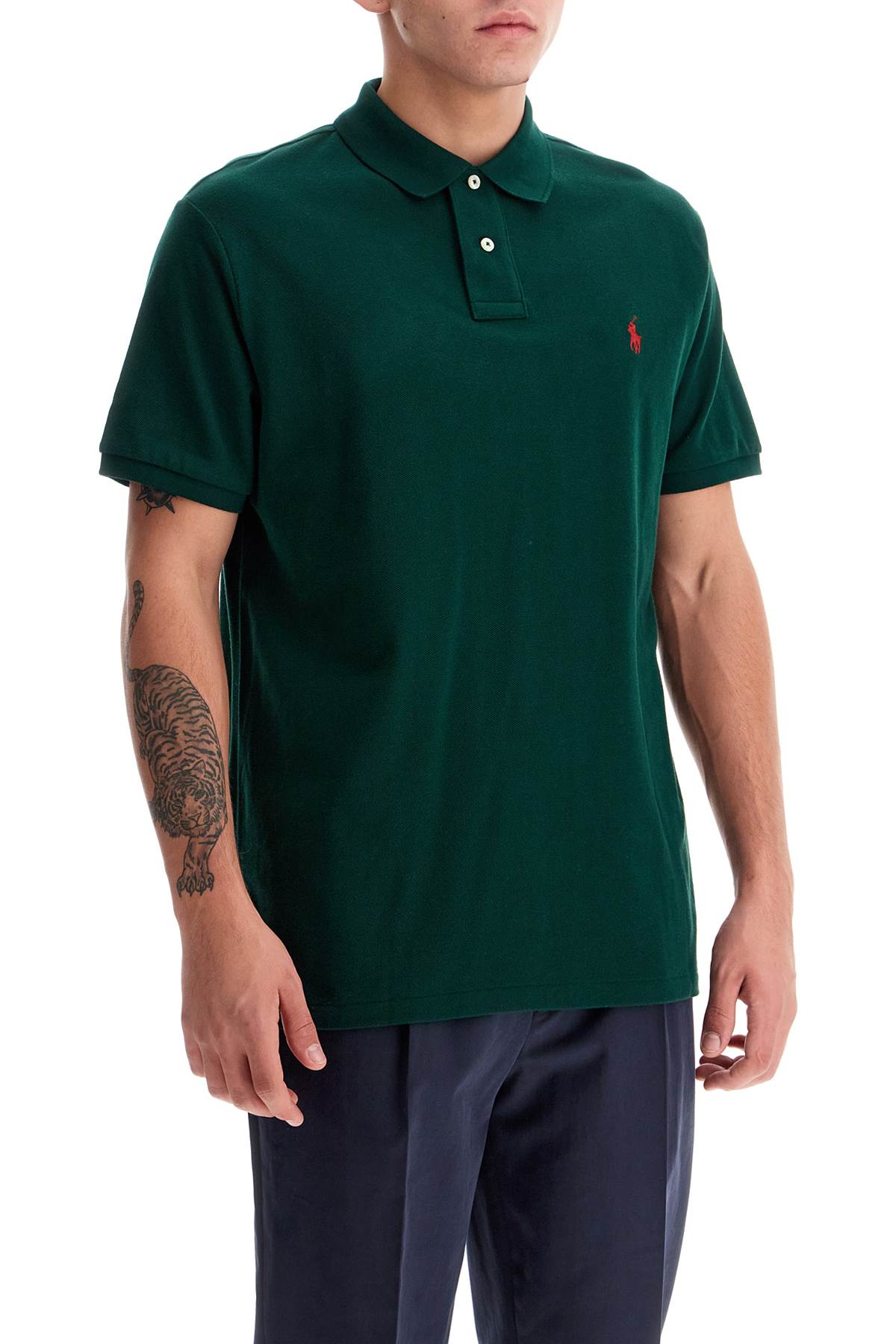 Custom Slim Fit Short Sleeve Polo Shirt  - Green