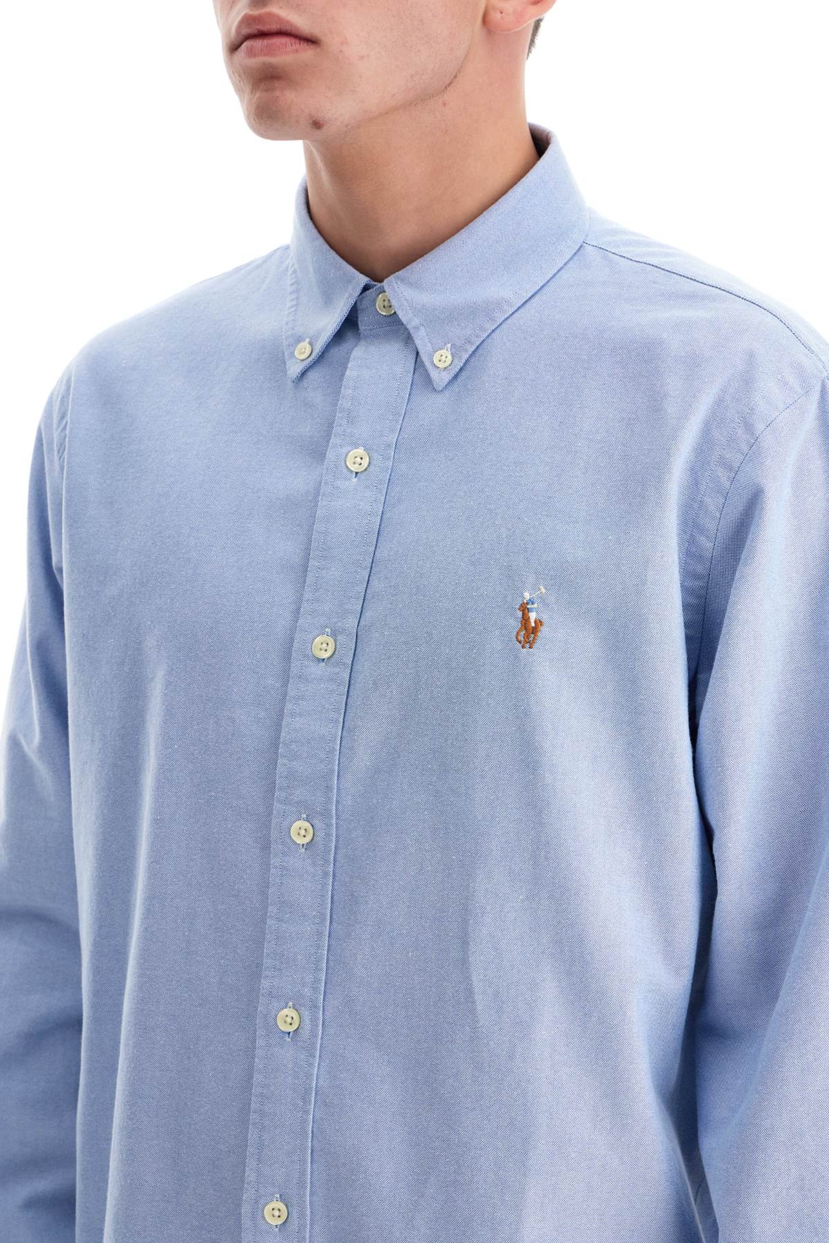 Custom Fit Cotton Oxford Shirt  - Light Blue