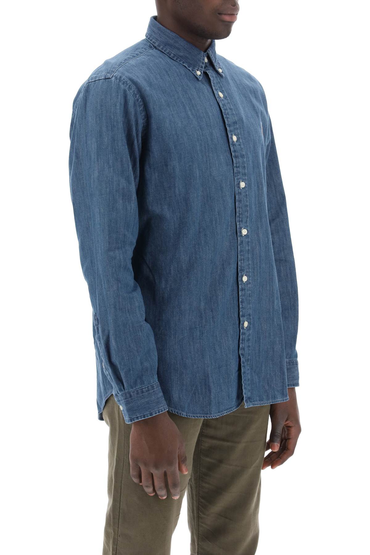 Custom Fit Shirt In Lightweight Denim  - Blue