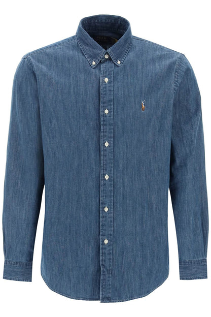 Custom Fit Shirt In Lightweight Denim  - Blue