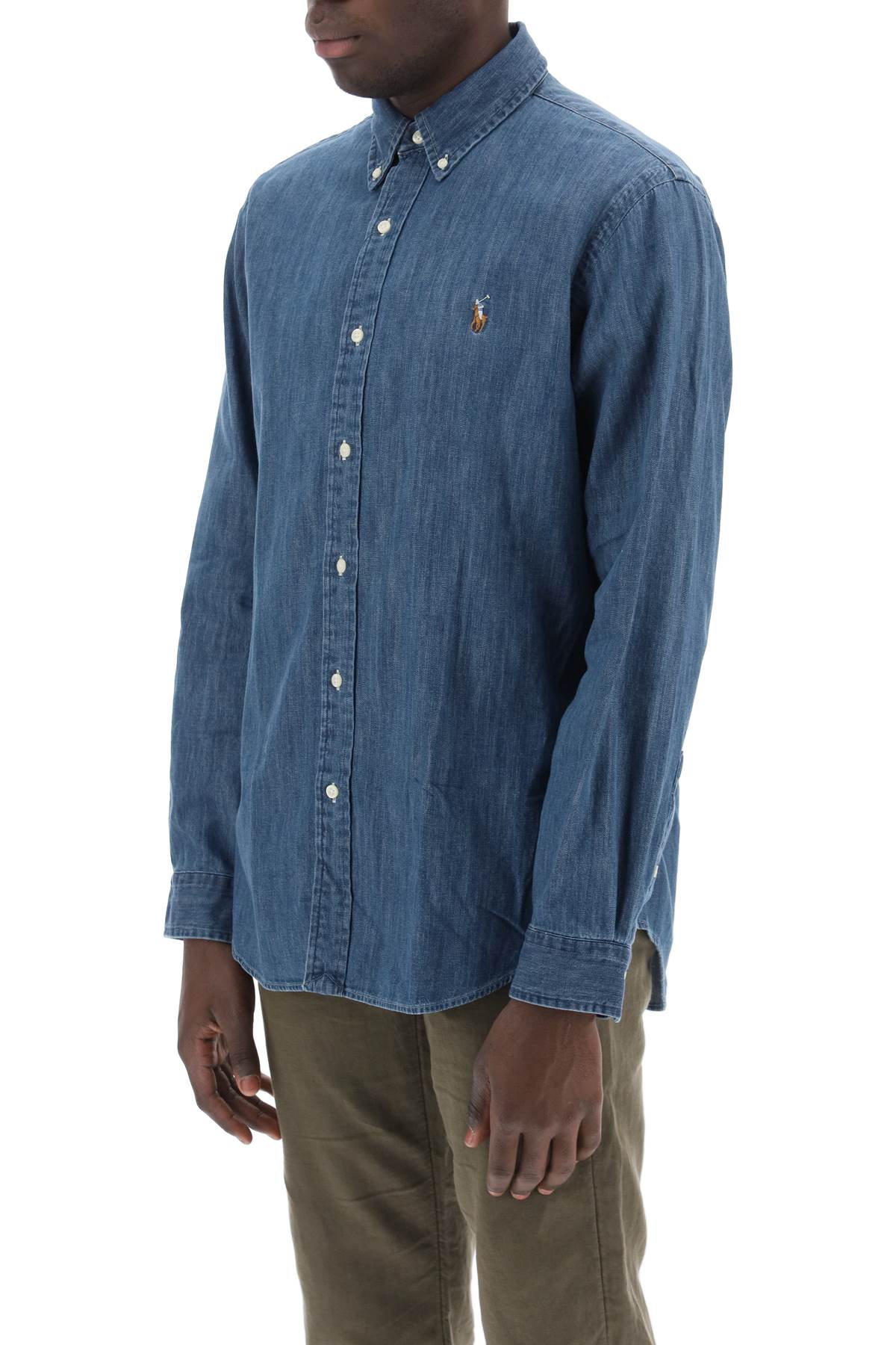 Custom Fit Shirt In Lightweight Denim  - Blue