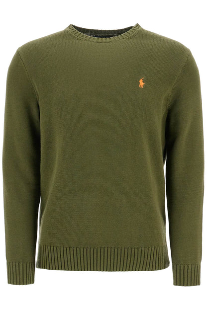 Cotton Knit Pullover Sweater  - Green