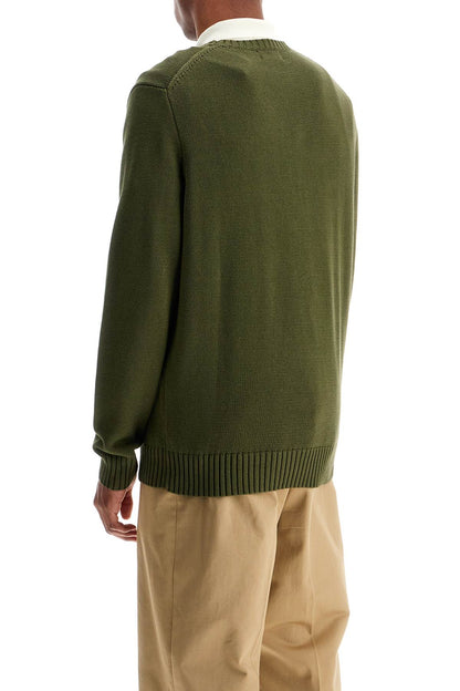 Cotton Knit Pullover Sweater  - Green