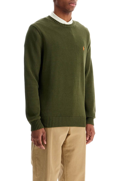 Cotton Knit Pullover Sweater  - Green