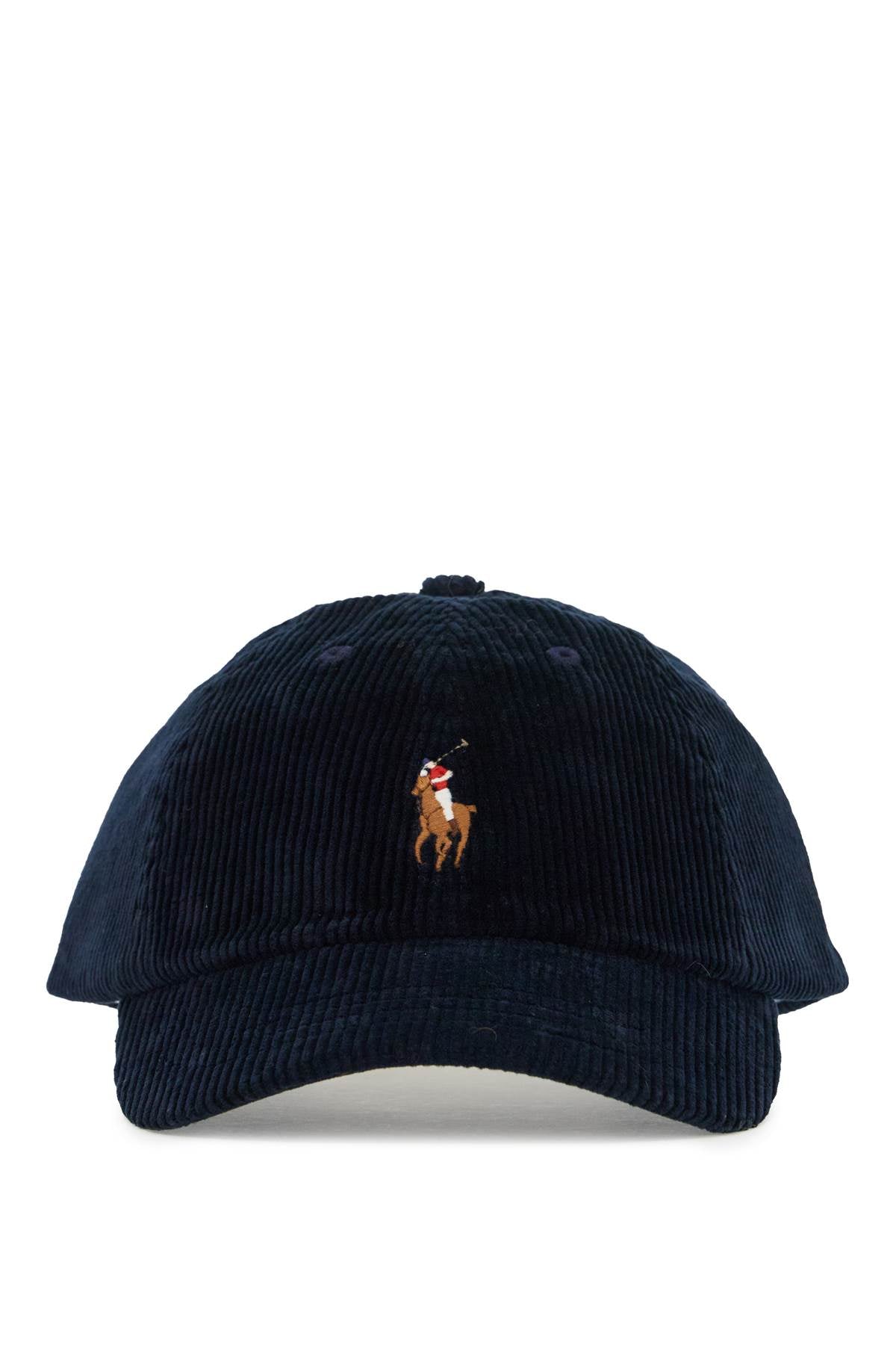 Velvet Ribbed Baseball Cap With Nine  - Blue