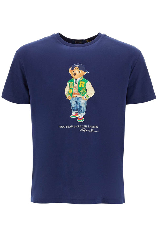 Classic Fit T-shirt With Polo Bear Print  - Blue