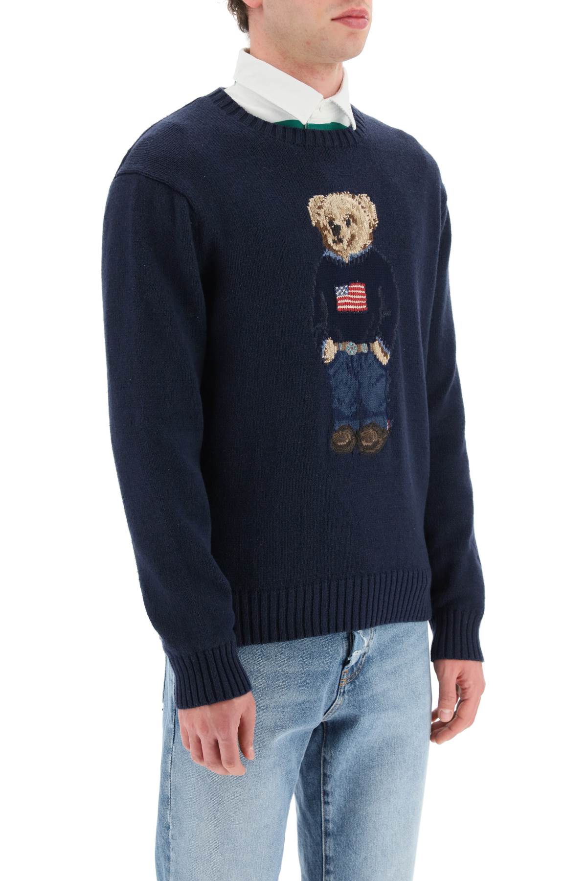 Polo Bear Cotton-linen Sweater  - Blue