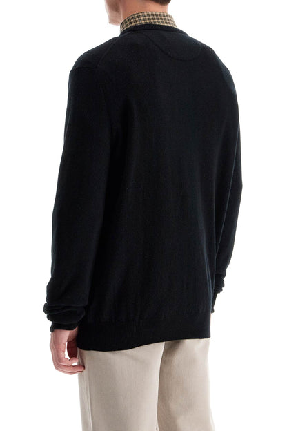 Wool Pullover With Pony Embroidery  - Black