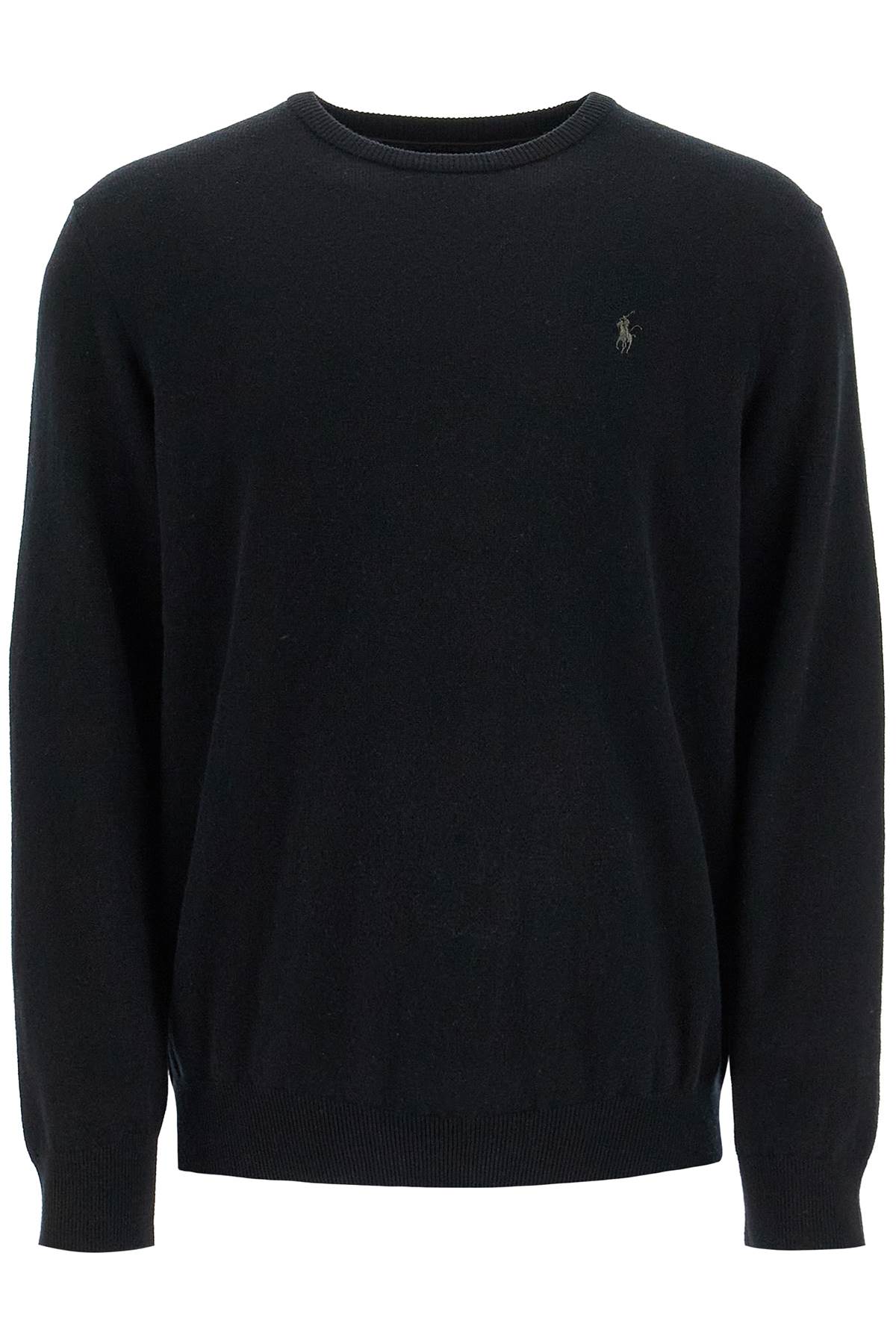 Wool Pullover With Pony Embroidery  - Black