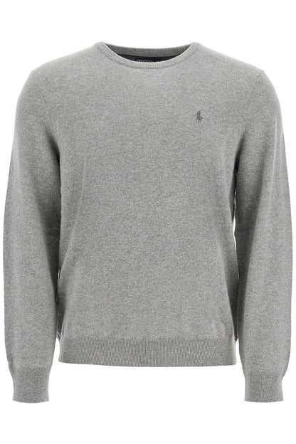 Wool Pullover With Pony Embroidery  - Grey