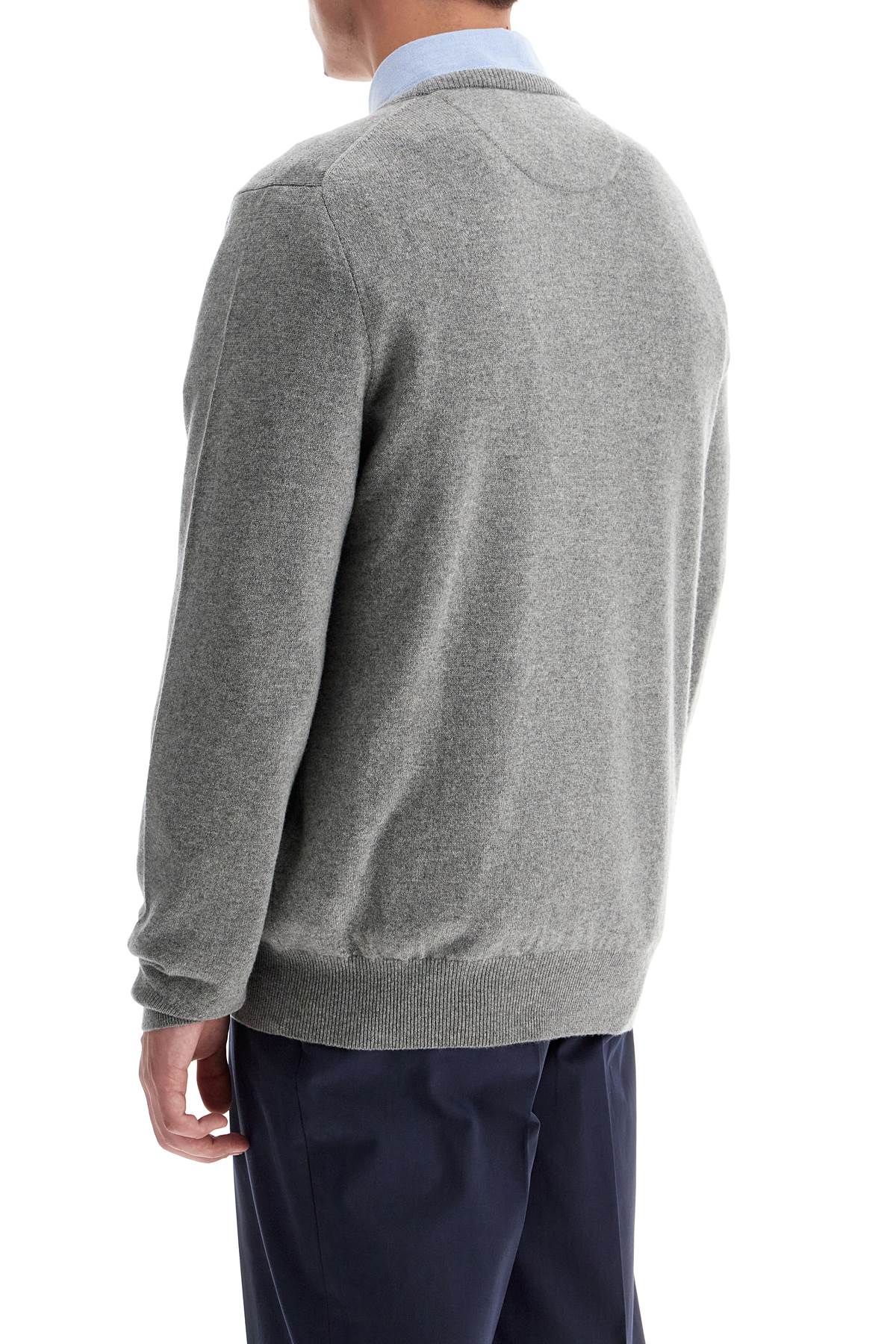 Wool Pullover With Pony Embroidery  - Grey