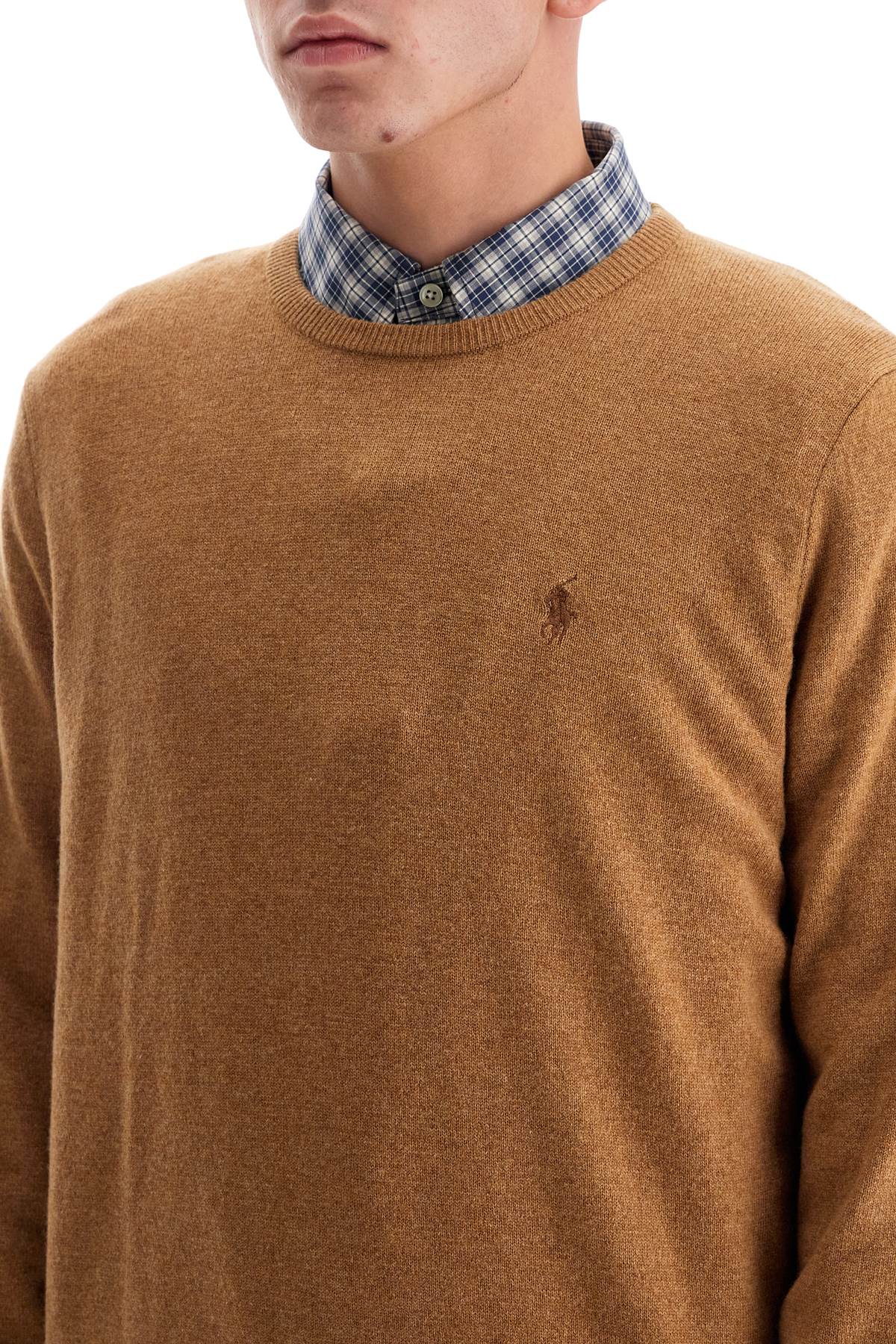 Wool Pullover With Pony Embroidery  - Brown