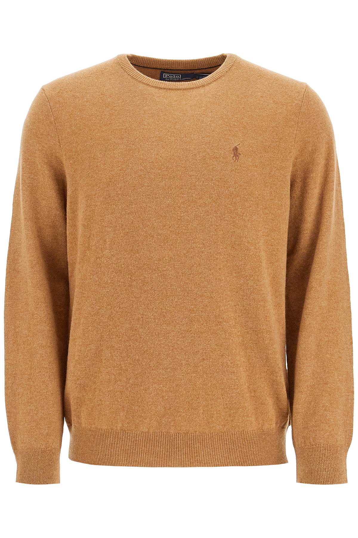 Wool Pullover With Pony Embroidery  - Brown