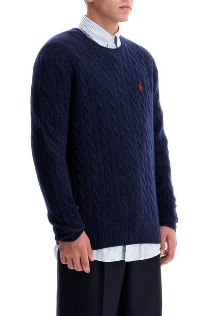 Cable-knit Pullover With Pony Embroidery  - Blue