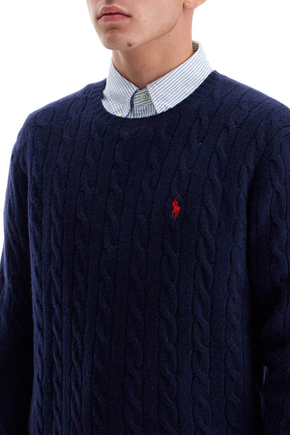 Cable-knit Pullover With Pony Embroidery  - Blue