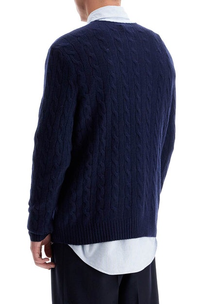 Cable-knit Pullover With Pony Embroidery  - Blue