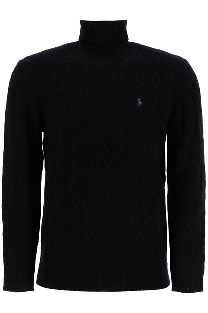 Cable-knit Wool And Cashmere Turt  - Black