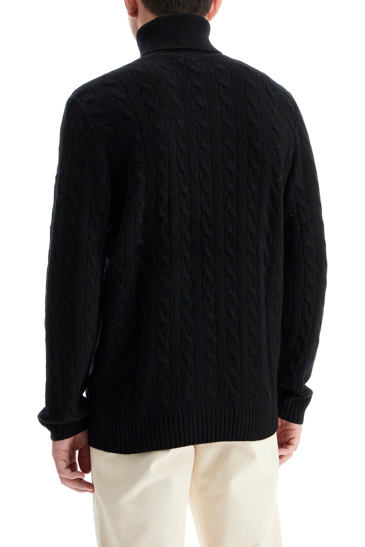 Cable-knit Wool And Cashmere Turt  - Black