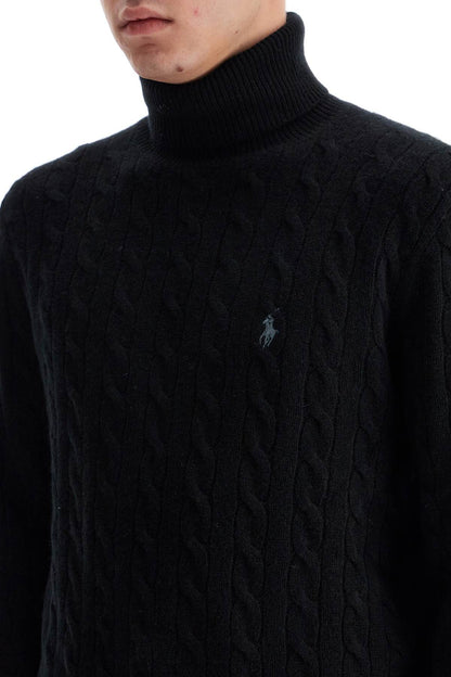 Cable-knit Wool And Cashmere Turt  - Black