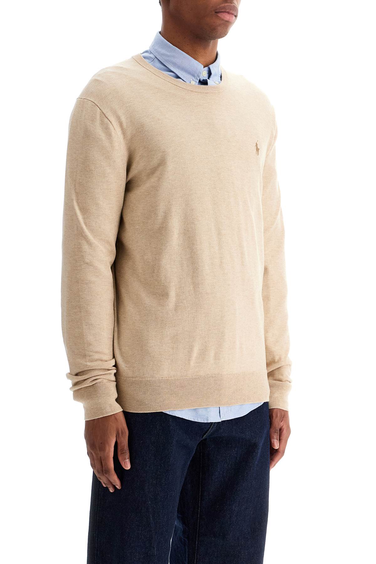 Slim Fit Cotton Sweater  - Beige