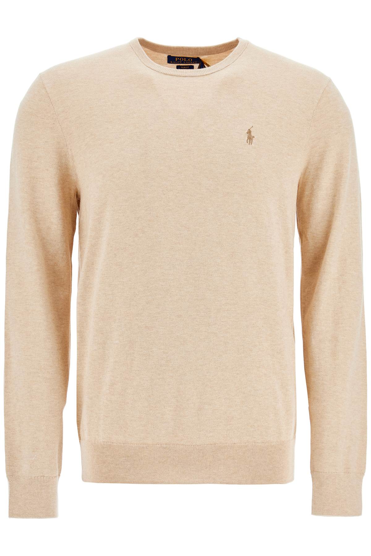 Slim Fit Cotton Sweater  - Beige