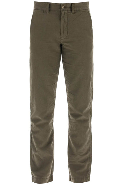 Linen And Cotton Blend Pants For  - Green