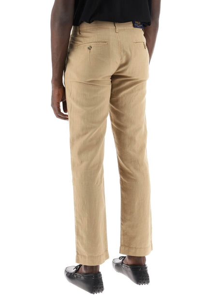 Linen And Cotton Blend Pants For  - Beige