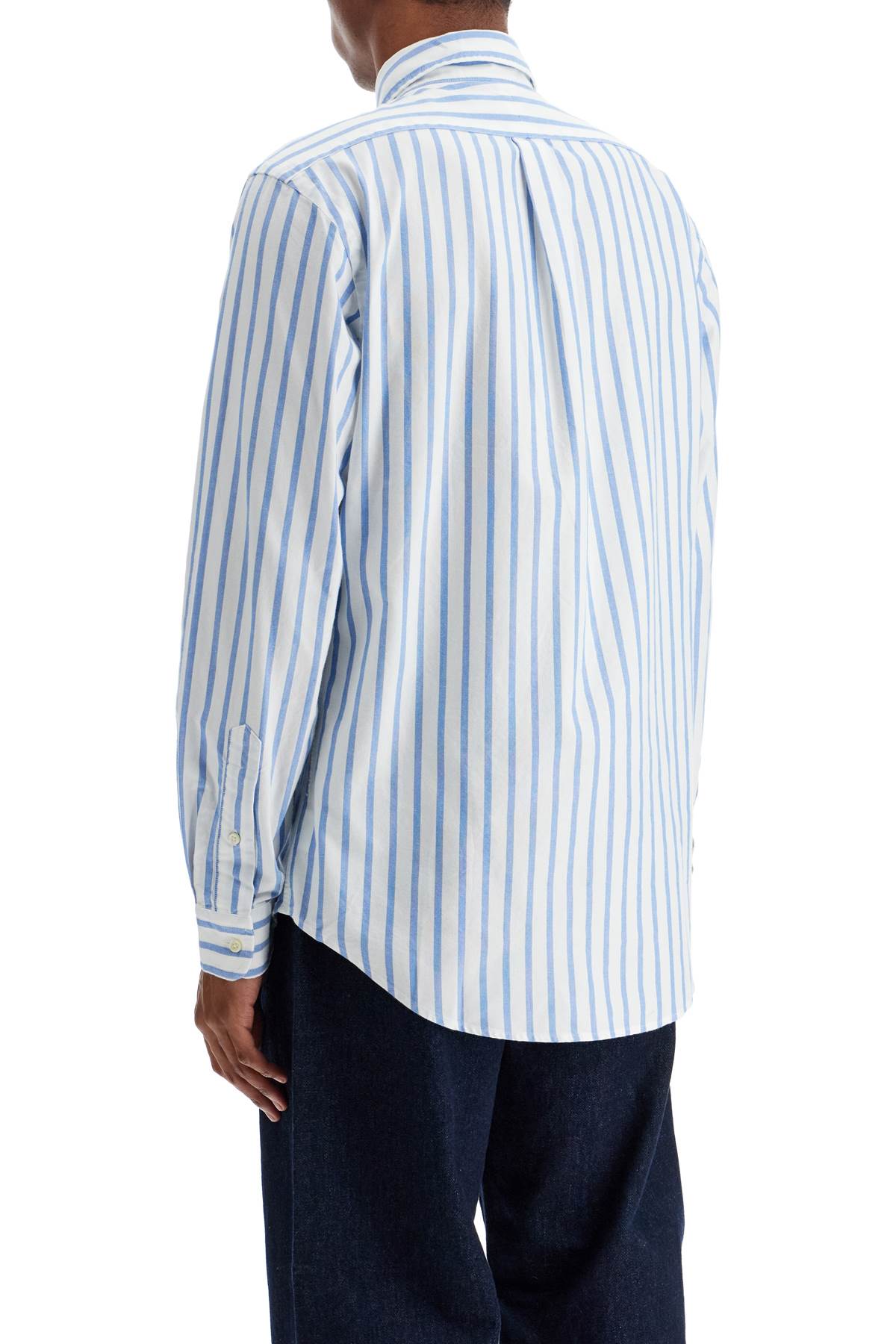 Custom Fit Shirt In Striped Oxford  - White