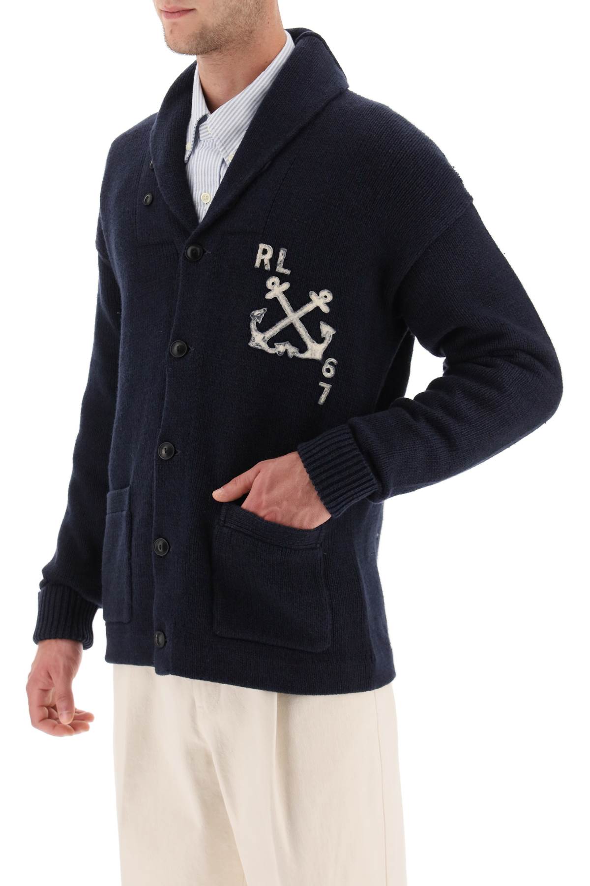 Cotton And Linen Cardigan  - Blu