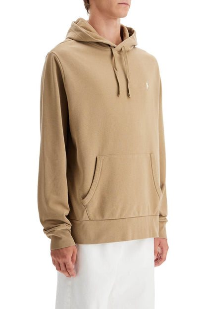 Hooded Sweatshirt With Embroidered Pony  - Beige