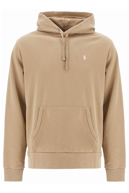 Hooded Sweatshirt With Embroidered Pony  - Beige