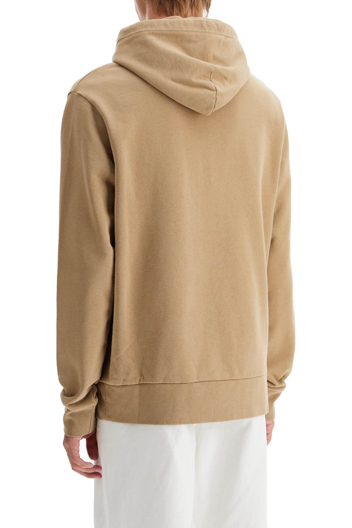 Hooded Sweatshirt With Embroidered Pony  - Beige