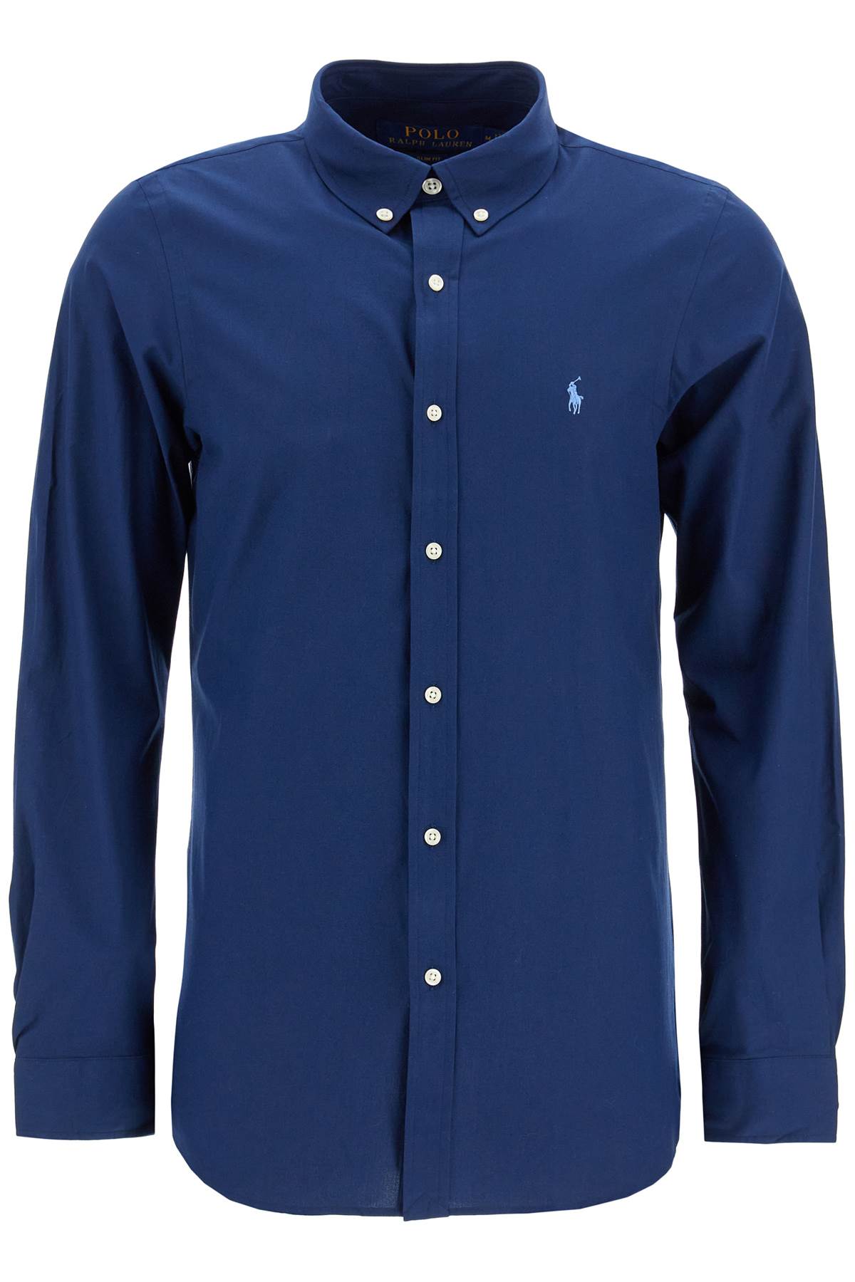 Slim Fit Shirt In Stretch Poplin  - Blue