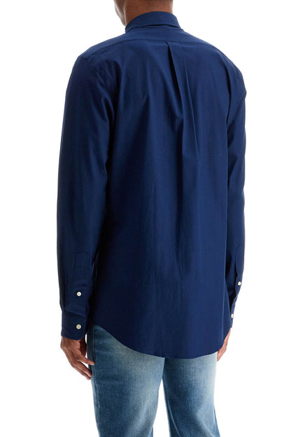 Slim Fit Shirt In Stretch Poplin  - Blue