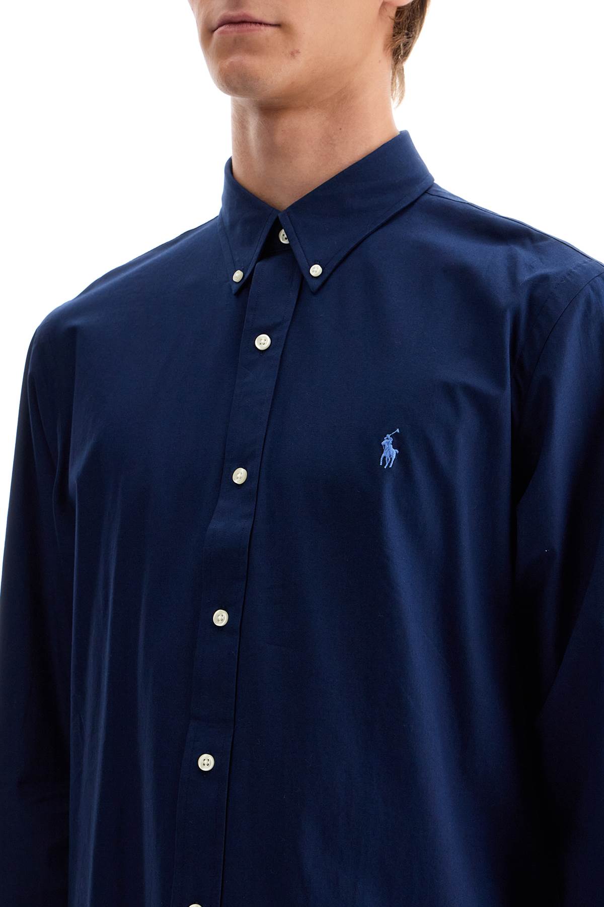 Custom Fit Cotton Stretch Shirt  - Blue