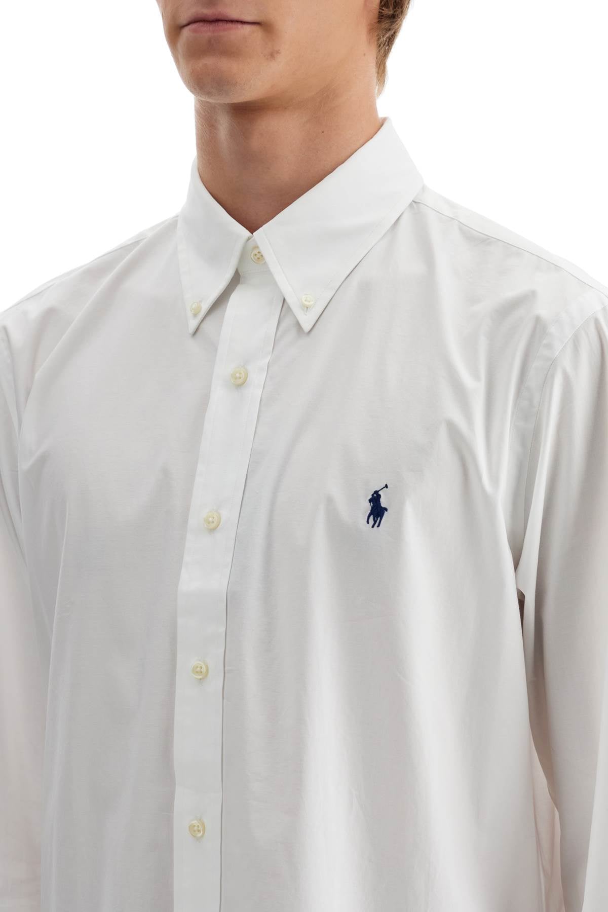 Stretch Poplin Shirt For Men  - White