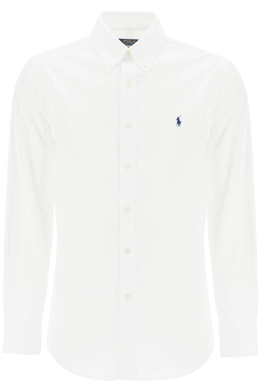 Stretch Poplin Shirt For Men  - White